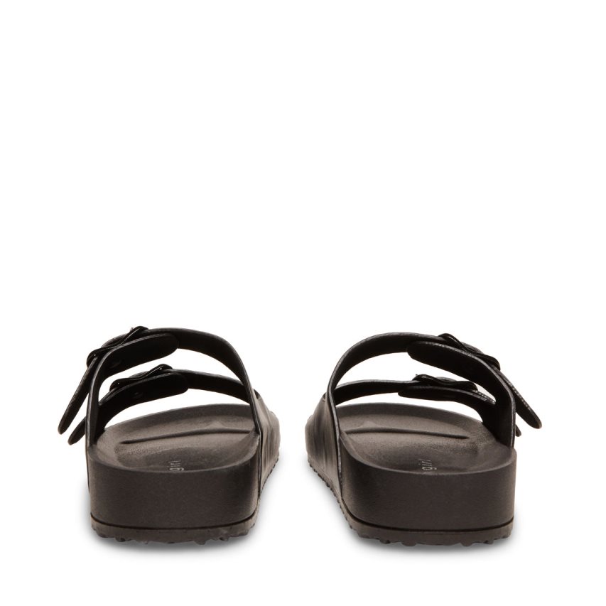 Black Steve Madden Teddy-t Women's Slides | PH 6075ZQW